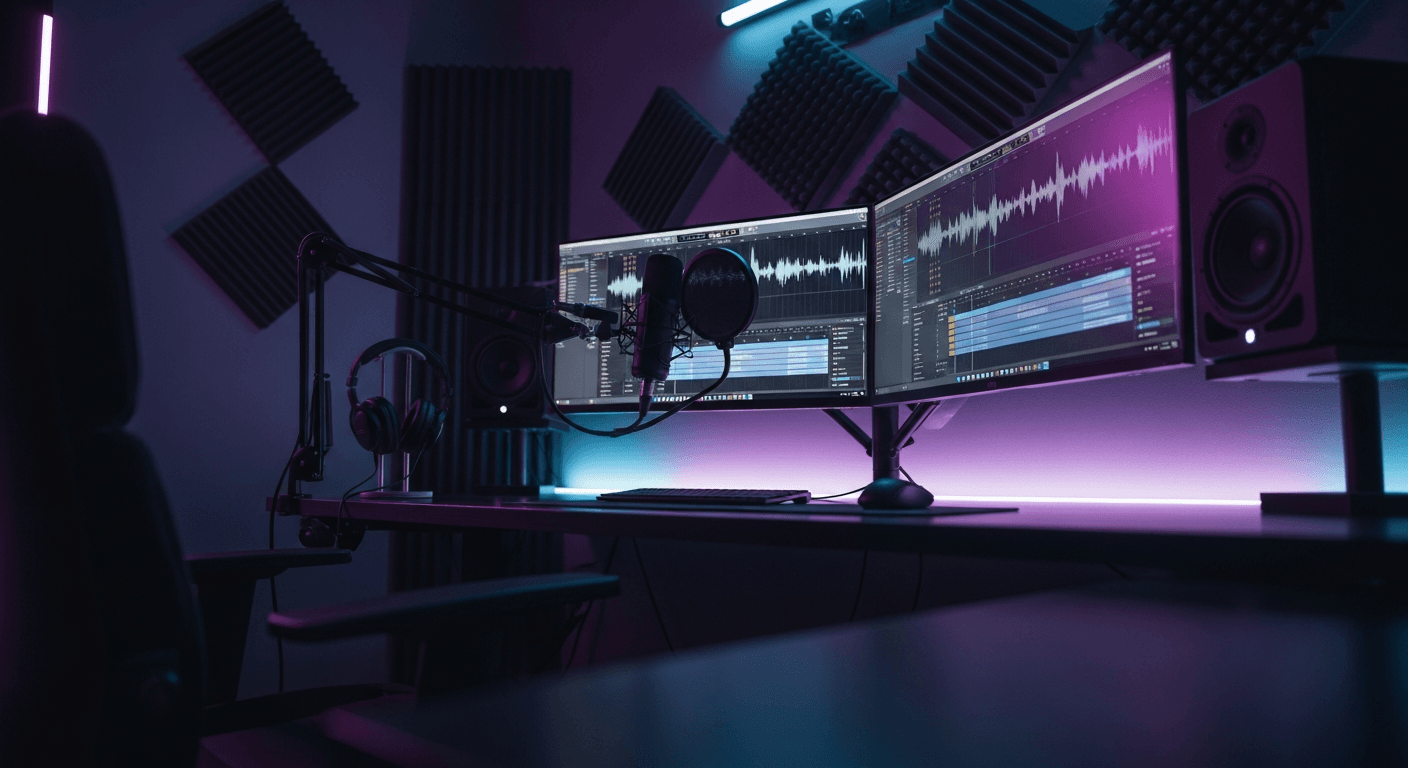 EasyCast Studio microphone and recording setup
