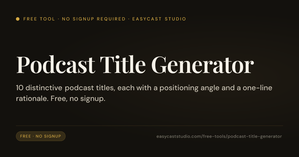 Free AI Podcast Title Generator — Get 10 Titles in Seconds | EasyCast ...